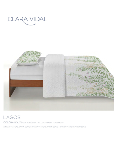 Colcha Bouti modelo Lagos de verano con estampado primaveral y un fino acolchado.