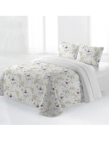Colcha Bouti modelo Douro de verano con estampado floral y un fino acolchado.