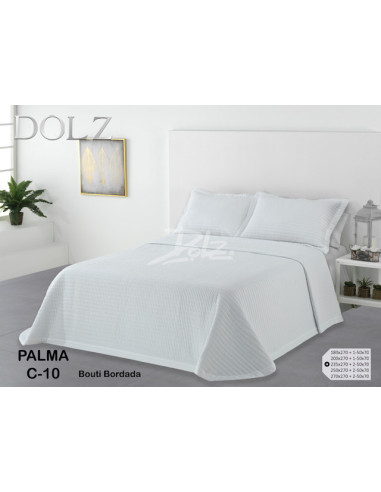 Colcha de verano modelo Palma reversible en colores blanco y beige ligera y transpirable.
