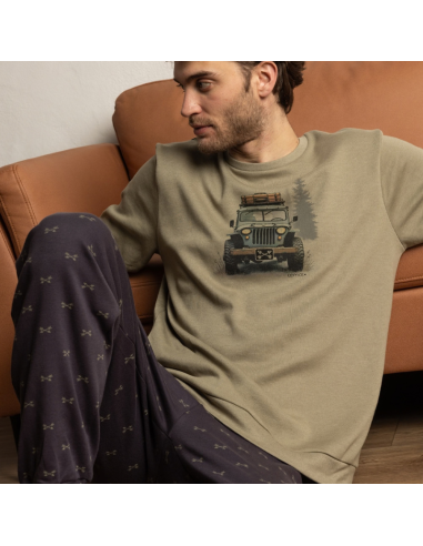 Pijama largo hombre Admas color caqui algodón.
