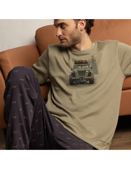 Pijama largo hombre Admas color caqui algodón.