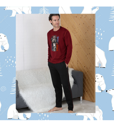 pijama hombre invierno dibujo soso algodón 100%