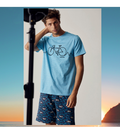pijama verano chico corto bicicleta