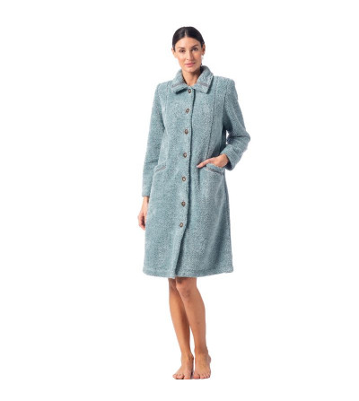 Bata Mujer invierno larga pelo abotonada