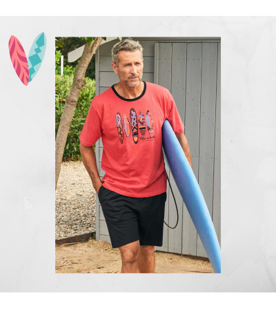 pijama hombre verano pantalon corto  motivo surfero