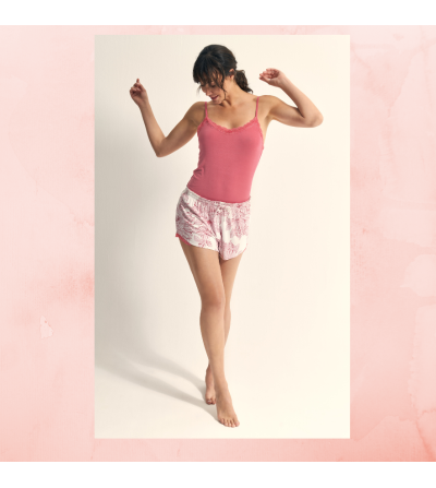 pijama mujer corto camiseta tirante con puntilla